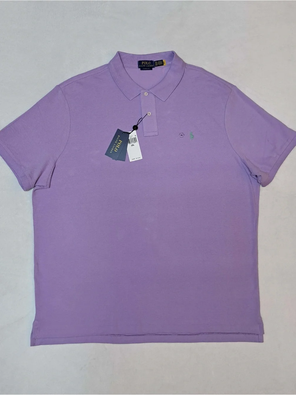 Polo Ralph Lauren Mesh Polo Shirt XXL Classic Fit Purple w/Mint Green Pony